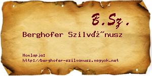 Berghofer Szilvánusz névjegykártya